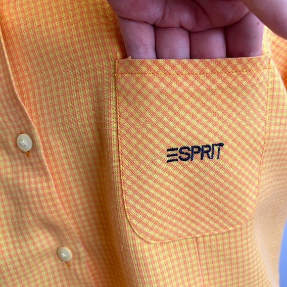 Vintage 90s ESPRIT Button-Up Shirt – XL, Orange/Yellow Pink Checkered - Picture 7 of 13